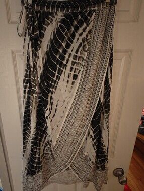 Elan Black & White Patterned Maxi Skirt